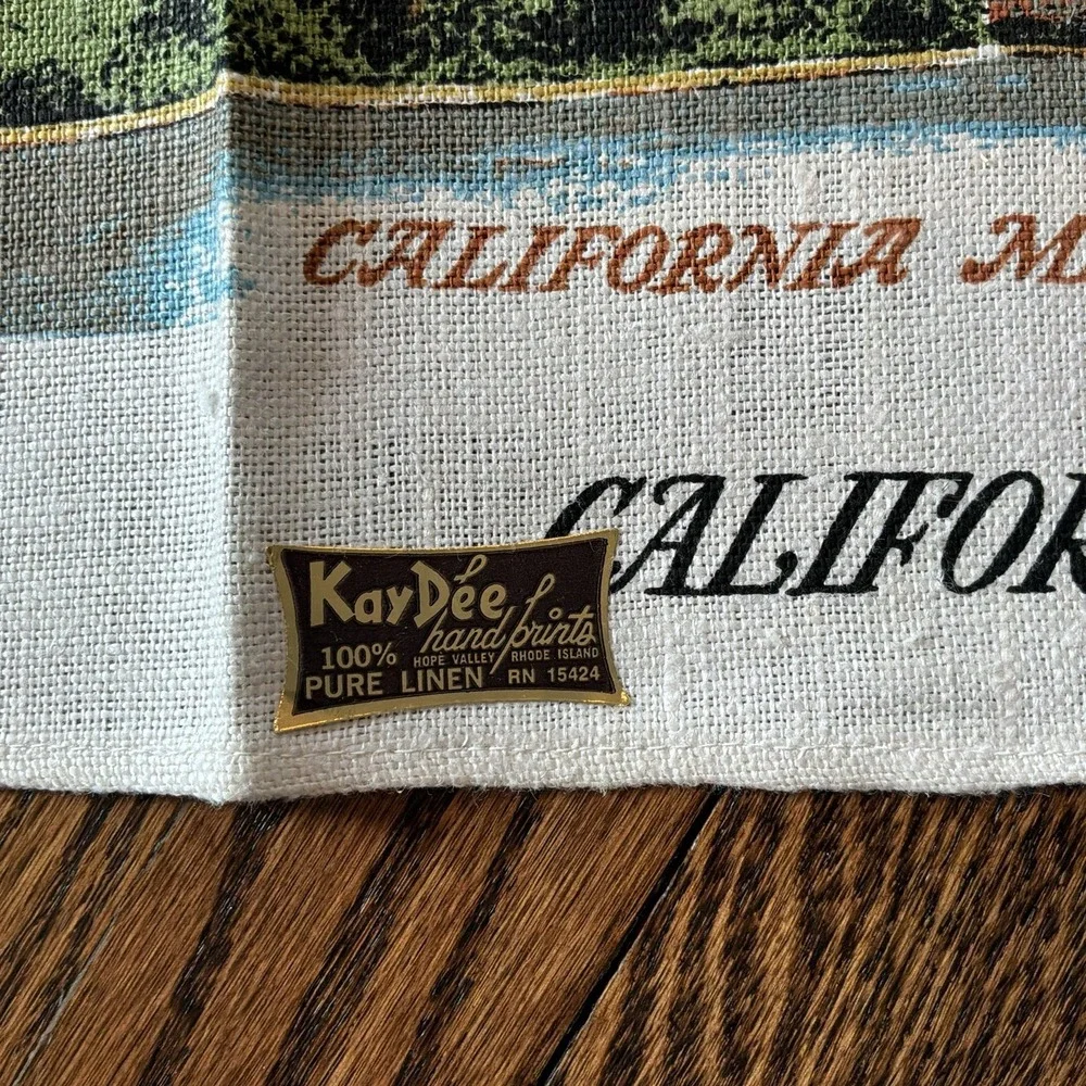 NEW Vintage‎ Kay Dee Linen Towel California Missions Travel NOS